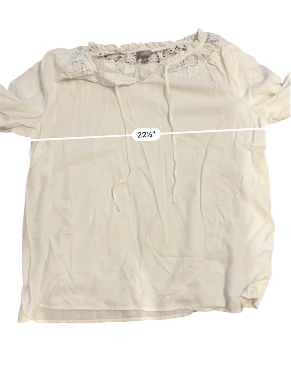 J. Jill Boho Lace-Trim Cream Peasant Top - Picture 3 of 8